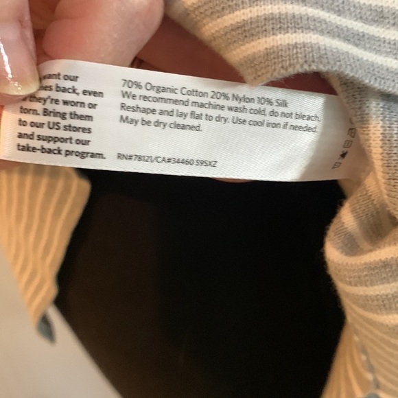 Eileen Fisher striped sweater Medium gray white cotton nylon silk blend - Picture 9 of 11